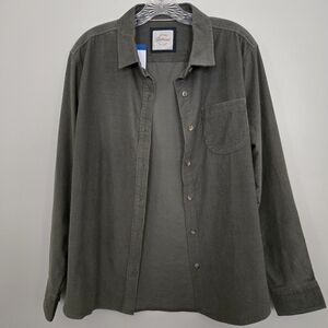 Jachs Girlfriend NWT Womens Sz L Mini Corduroy Green Button-Up Shirt Long Sleeve